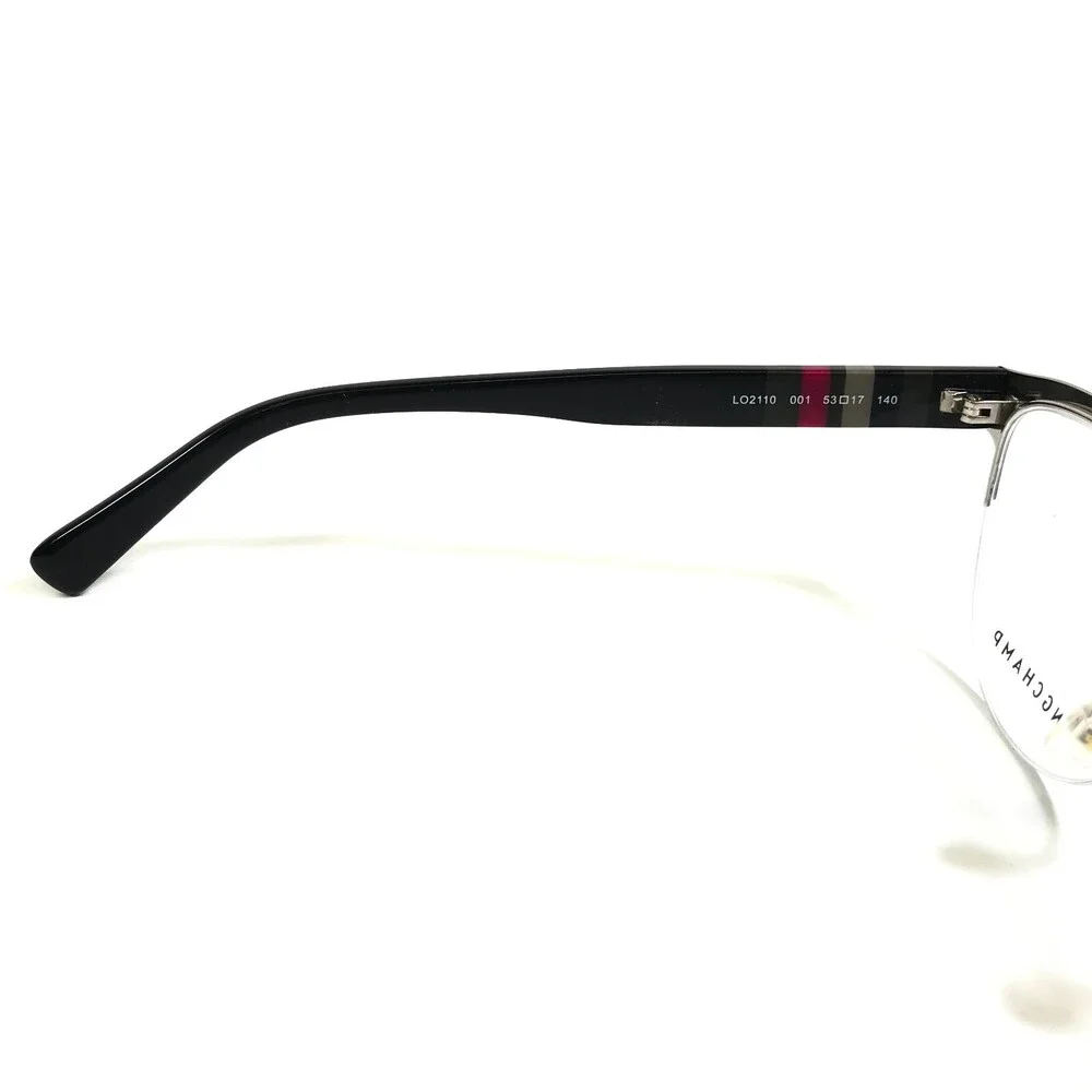 Longchamp Eyeglasses Frames LO2110 001 Black Round Half Rim 53-17-140